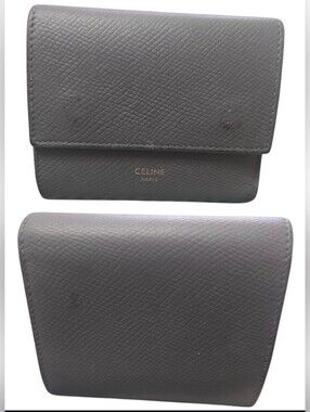 Celine Silver Textured Leather Wallet - MADE IN ITALY Embossed